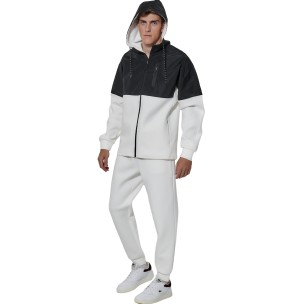 Ανδρικό Μπουφάν Body Action Men's Two Tone Scuba Track Jacket 073627-01 (White Off/Black)