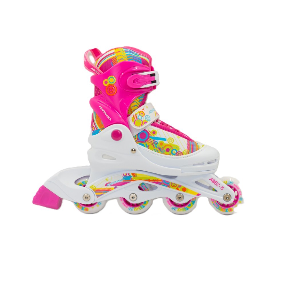 Αυξομειούμενα Inline Skates Αθλοπαιδιά, Φούξια 002.1084/F (Size 34-37)