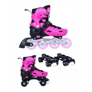 Αυξομειούμενα Πατίνια/Roller Skates 2 σε 1 Αθλοπαιδιά, Ρόζ 002.10306/INLR/P/31 (Size 39-42)