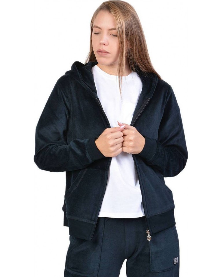 Ζακέτες Body Action WOMEN VELOUR HOODIE JACKET Body Action 071928-01 BLACK