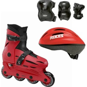 Inline Skates Roces Orlando 4.0 με Προστατευτικά και Κράνος, Κόκκινο Λάιμ 18.400833/RD (Size 30-35)