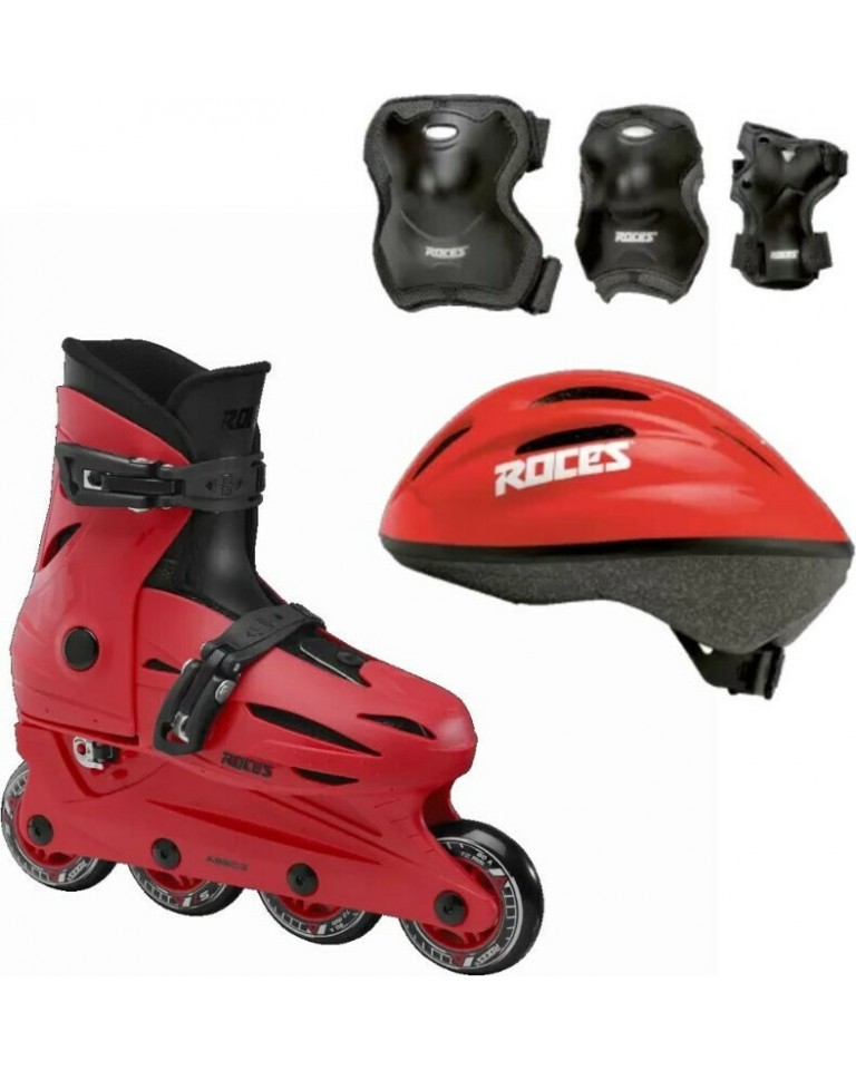 Inline Skates Roces Orlando 4.0 με Προστατευτικά και Κράνος, Κόκκινο Λάιμ 18.400833/RD (Size 30-35)