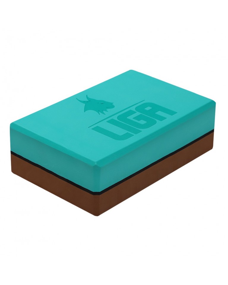 Τουβλάκι Yoga δίχρωμο (Two-color Yoga block) (πράσινο/καφέ) Ligasport