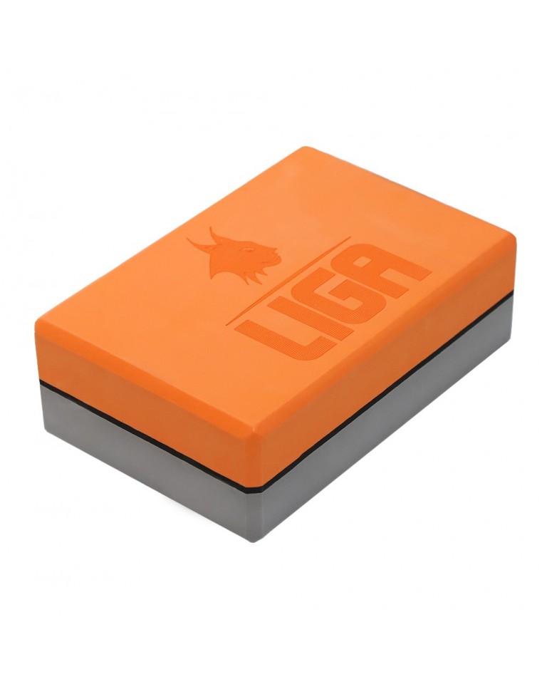 Τουβλάκι Yoga δίχρωμο (Two-color Yoga block) (γκρι/πορτοκαλί) Ligasport