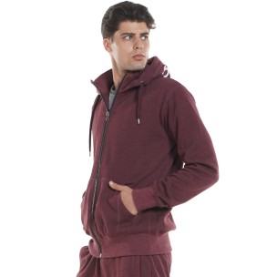 Body Action 073122 Ανδρική Φούτερ Ζακέτα με Κουκούλα και Τσέπες Maroon