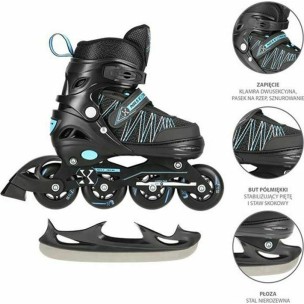 Αυξομειούμενα Πατίνια Rollers NH11912 A Nils Extreme 2σε1 Μαύρο/Μπλε In-Line Skates/Hockey Ice Skates (Size 31-34)
