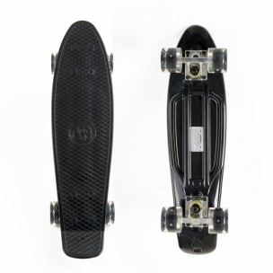 Mini cruiser skateboard 22.5 Μαύρο με LED ρόδες Fish
