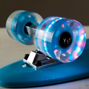 Mini cruiser skateboard 22.5 Μαύρο με LED ρόδες Fish