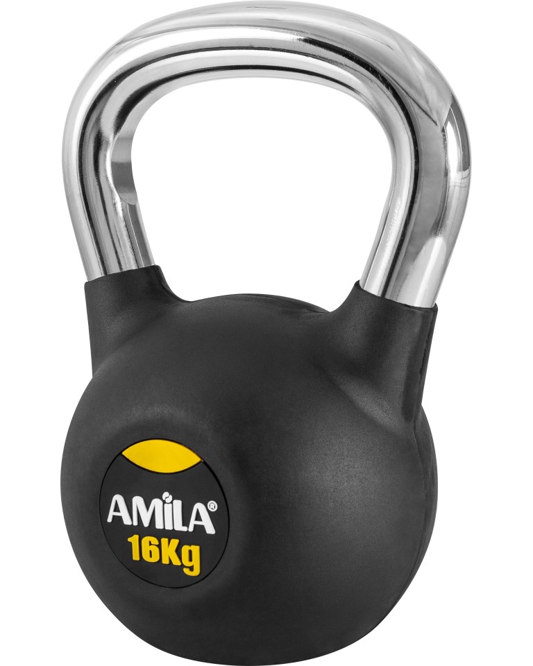 Kettlebell με Επένδυση Λάστιχου κ' Λαβή Χρωμίου 16 kg Amila 44498