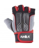 Γάντια Άρσης Βαρών Amila Amara PU Μαύρο/Κόκκινο/Γκρι M 8330502