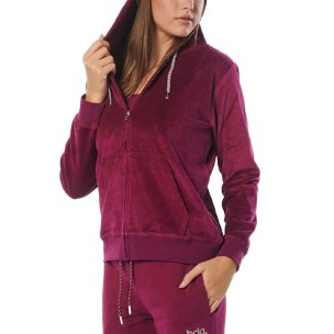 Γυναικεία Ζακέτα με Κουκούλα Body Action Women Velour Hoodie Jacket 071222 01 Purple