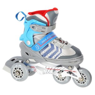 Αυξομειούμενα Roller Nils Extreme In-Line Skates/Hockey Ice Skates 4 σε1 Γκρί/Μπλέ NH18192 A (Size 29-33)