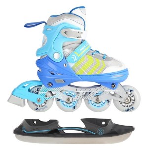 Αυξομειούμενα Roller Nils Extreme In-Line Skates/Hockey Ice Skates 4 σε1 Μπλέ NH18192 A (Size 29-33)