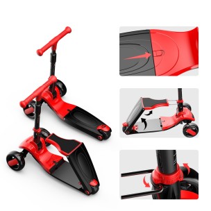 G&C SCOOTER FUN S8 2 σε 1 Μαύρο/Κόκκινο Mε Led Φωτάκια