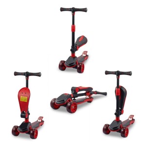 G&C Scooter Fun HD 008 2 σε 1 Μαύρο/Κόκκινο Mε Led Φωτάκια