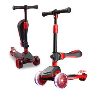 G&C Scooter Fun HD 008 2 σε 1 Μαύρο/Κόκκινο Mε Led Φωτάκια