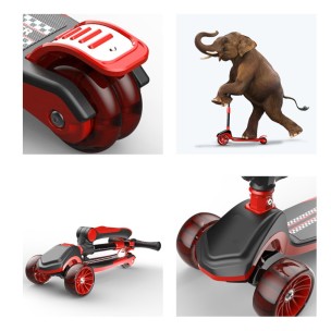 G&C Scooter Fun HD 008 2 σε 1 Μαύρο/Κόκκινο Mε Led Φωτάκια