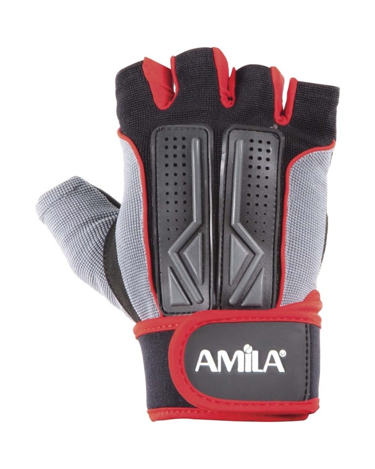 Γάντια Άρσης Βαρών Amila Amara PU Μαύρο/Κόκκινο/Γκρι XL 8330504