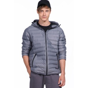 BODY ACTION MEN QUILT PADDED JACKET WITH HOOD 073926-03