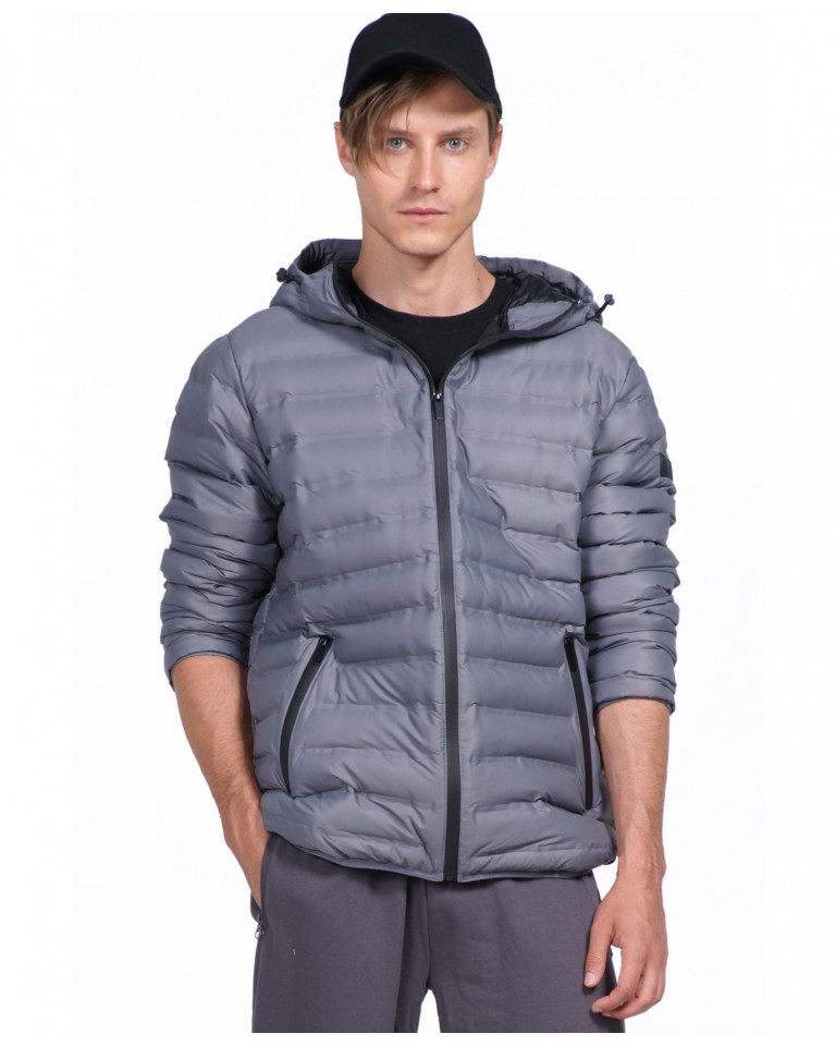 BODY ACTION MEN QUILT PADDED JACKET WITH HOOD 073926-03