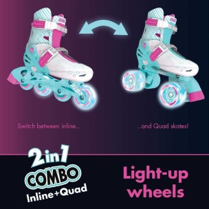 Αυξομειούμενα Inline/Roller Skates Yvolution Neon Combo 2 σε 1, Ροζ (Size 34-38)