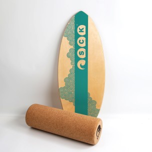 Σανίδα Ισορροπίας PRO με κύλινδρο από φελλό / ξύλινο με γαλάζιο σχέδιο Sck