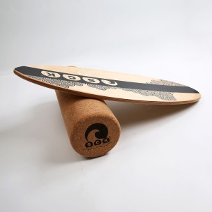 Σανίδα Ισορροπίας PRO με κύλινδρο από φελλό / ξύλινο με μαύρο σχέδιο Sck