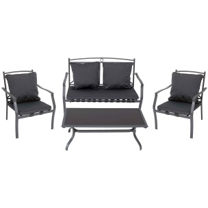 Σαλόνι 4 Τεμαχίων Αλουμινίου Ανθρακί Με Μαξιλάρια 331-0576