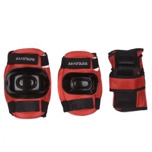 Αθλοπαιδιά Παιδικό Σετ Προστατευτικών για Rollers Κόκκινο (003.10047/RD) (Medium)