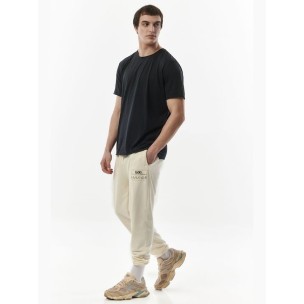 Ανδρικό Παντελόνι Φόρμας Body Action Men's Sustainable Cuffed Sweatpants 023329-05A Offwhite