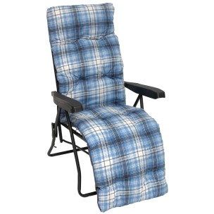 Πολυθρόνα Βεράντας Μεταλλική Μπλέ Καρώ 152-9014-1