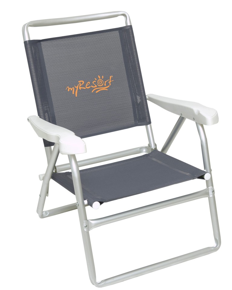 myResort  Καρέκλα Παραλίας Αλουμινίου Γκρί με Μπράτσα Ενισχυμένη King Size (Ψηλή Πλάτη) Text 2x1 141-9075-10