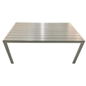 Τραπέζι Αλουμινίου με Συνθετικό Ξύλο Polywood Ανοιχτό Γκρί (160x90x74cm) 180-4956