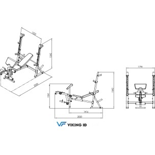 Viking BR-70 Ρυθμιζόμενος Πάγκος Γυμναστικής Γενικής Χρήσης με Ορθοστάτες