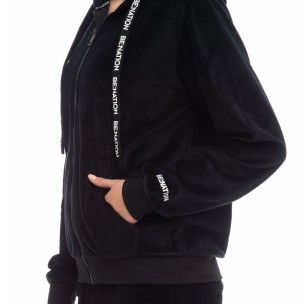 Γυναικεία Ζακέτα με Κουκούλα Be Nation Velour Full Zip Hood Black 07102303-01