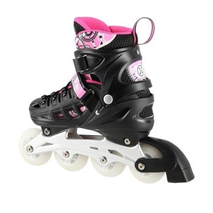Αυξομειούμενα Roller Nils Extreme Σέτ 4 σε 1 Inline Skates NH 10905 Μαύρο/Ρόζ Led (Size 31-34)