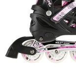 Αυξομειούμενα Roller NH 10905 ΣΕΤ 4 ΣΕ 1 INLINE SKATES NILS EXTREME Μαυρο/Ροζ LED-Small (31-34)