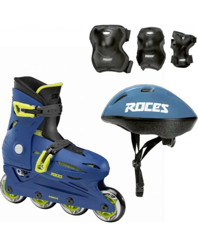 Inline Skates Roces Orlando 4.0 με Προστατευτικά και Κράνος, Μπλέ Λάιμ 18.400833/ML (Size 25-29)