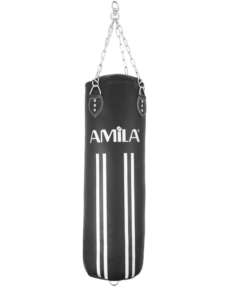 Σάκος Πυγμαχίας Φ35 x 150cm Amila Boxing Bag PU 43818 (Μαύρο/Λευκό)