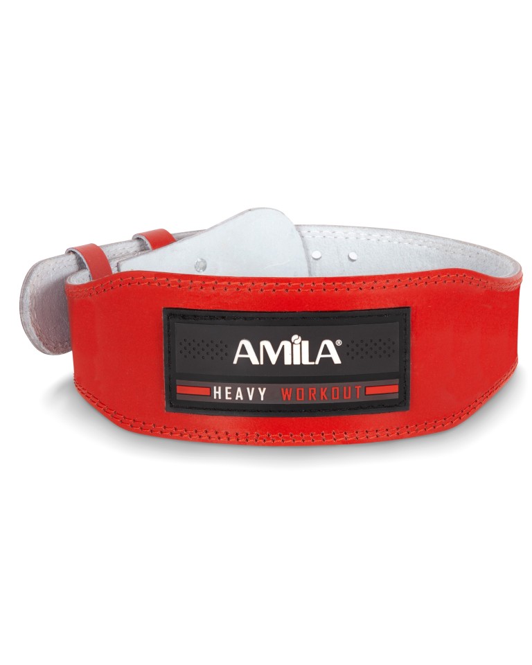 Ζώνη Άρσης Βαρών Amila Δερμάτινη Κόκκινη Γ΄ Quality (Large) 44307