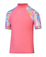 Παιδική Μπλούζα Αντιηλιακή (UV)  Speedo Girls Printed Short Sleeve Suntop "Fandango Pink/Marine Blue" 117311-6773