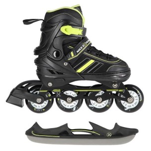 Αυξομειούμενα Roller Nils Extreme In-Line Skates/Hockey Ice Skates 2 σε 1 Μαύρο/Πράσινο NH18191 (Size 34-38)