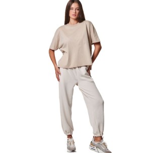 Γυναικείο Παντελόνι Φόρμας Body Action Women's Modal Wide Joggers 021446-05 Salt Ecru