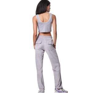 Γυναικείο Παντελόνι Φόρμας Body Action Women's Basic Velour Pants 021436-03 Lilac Grey