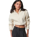 Γυναικεία Ζακέτα Body Action Women's Half-Zip Sherpa Fleece 061431-05 Cotton Blu