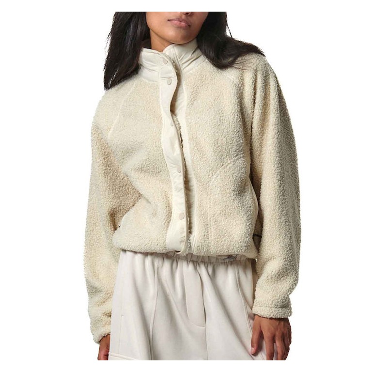 Γυναικεία Ζακέτα με Κουκούλα Body Action Women's Boucle Faux Sheepskin Jacket 071423-05 Powder Ecru