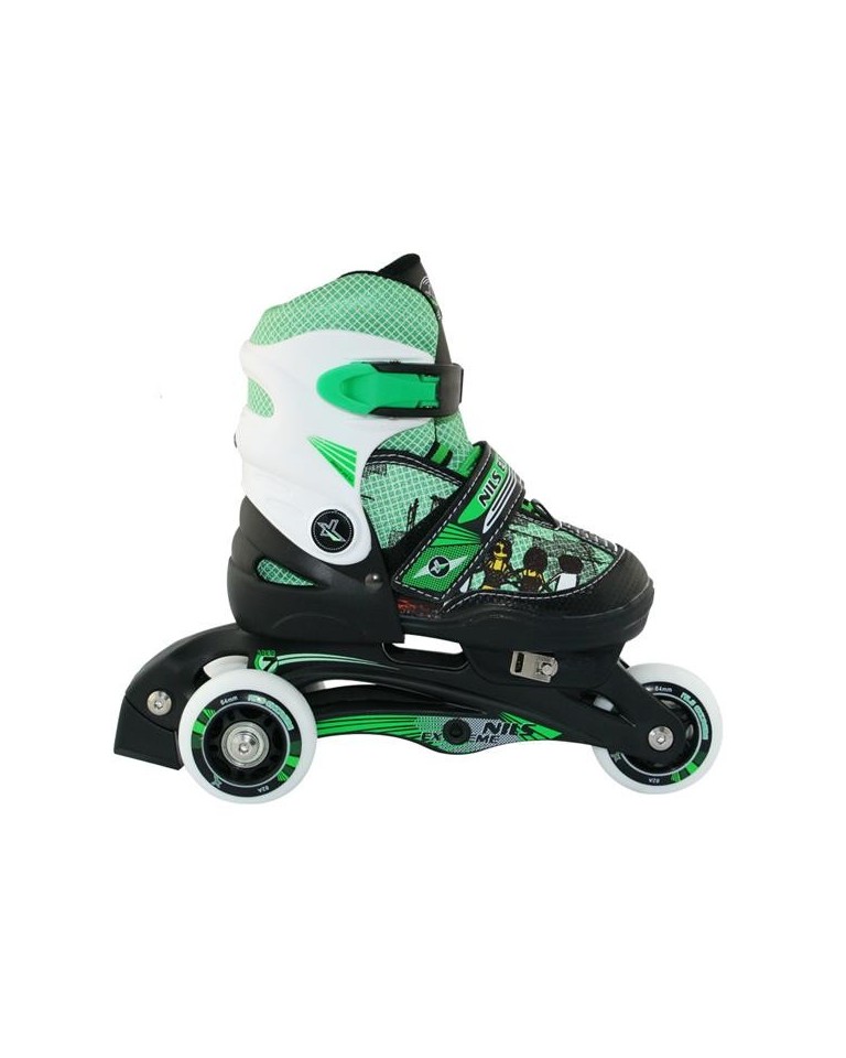 Αυξομειούμενα Roller Nils Extreme In-Line Skates/Hockey Ice Skates 2 σε 1 Πράσινο NJ9128 (30-33)