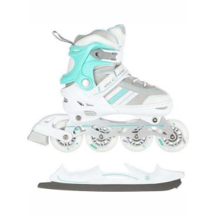 Αυξομειούμενα Roller Nils Extreme In-Line Skates/Hockey Ice Skates 2 σε 1 Άσπρο/Μπλέ NH18191 (29-33)