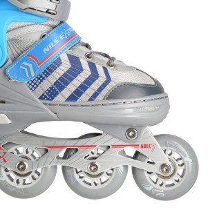Αυξομειούμενα Roller Nils Extreme In-Line Skates/Hockey Ice Skates 4 σε1 Γκρί/Μπλέ NH18192 A (Size 34-38)