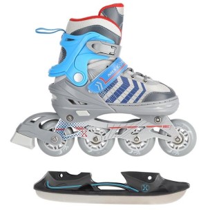 Αυξομειούμενα Roller Nils Extreme In-Line Skates/Hockey Ice Skates 4 σε1 Γκρί/Μπλέ NH18192 A (Size 34-38)